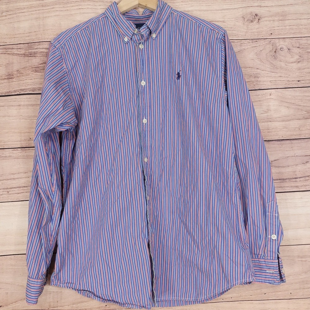 Ralph Lauren Shirt BOYS XL 18-20 Striped Button UP Classic Fit YOUTH